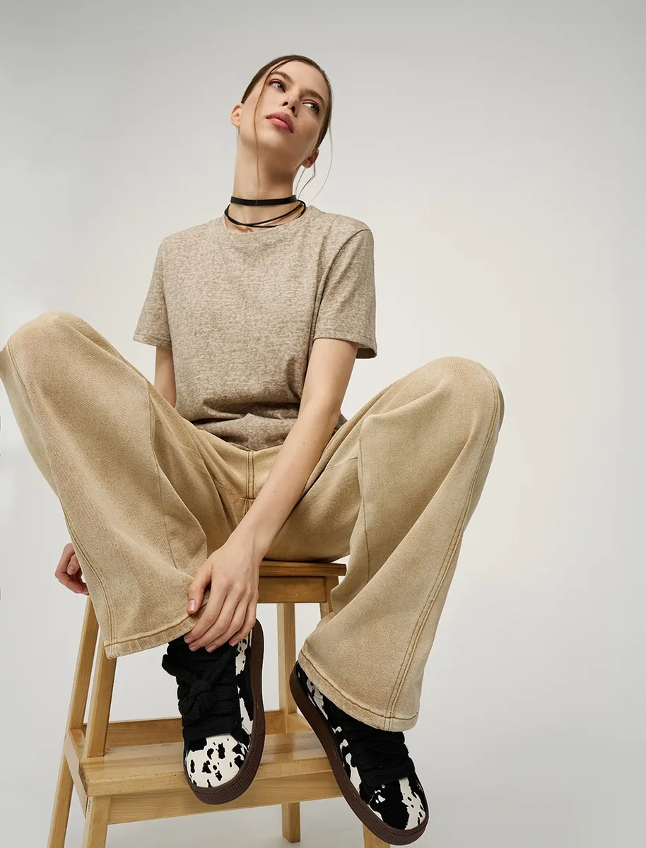 HASS FASHION — Футболка базовая меланж, овсяный беж - фото 6