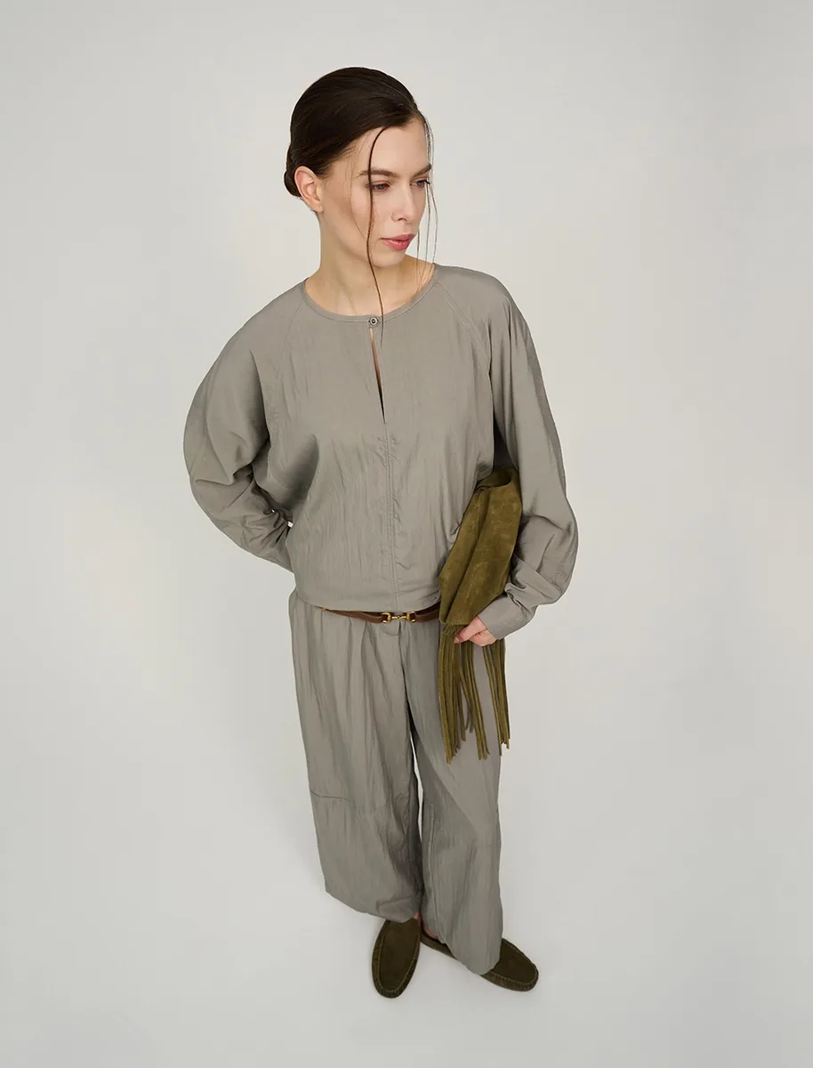 HASS FASHION — Блуза оверсайз с рукавом «летучая мышь», хаки - фото 2