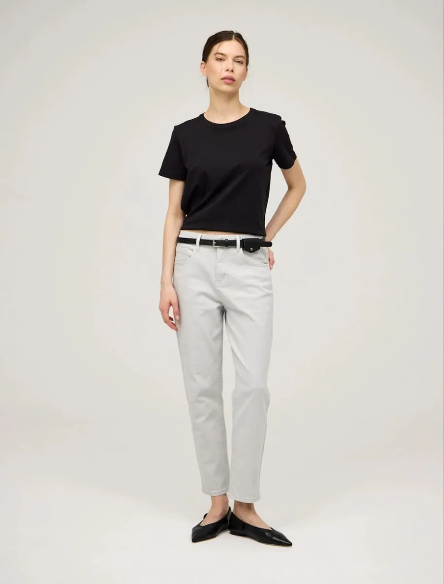 HASS FASHION Джинсы прямого кроя светло-серые - фото 1