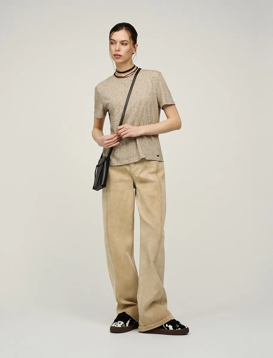 HASS FASHION — Футболка базовая меланж, овсяный беж - фото 1