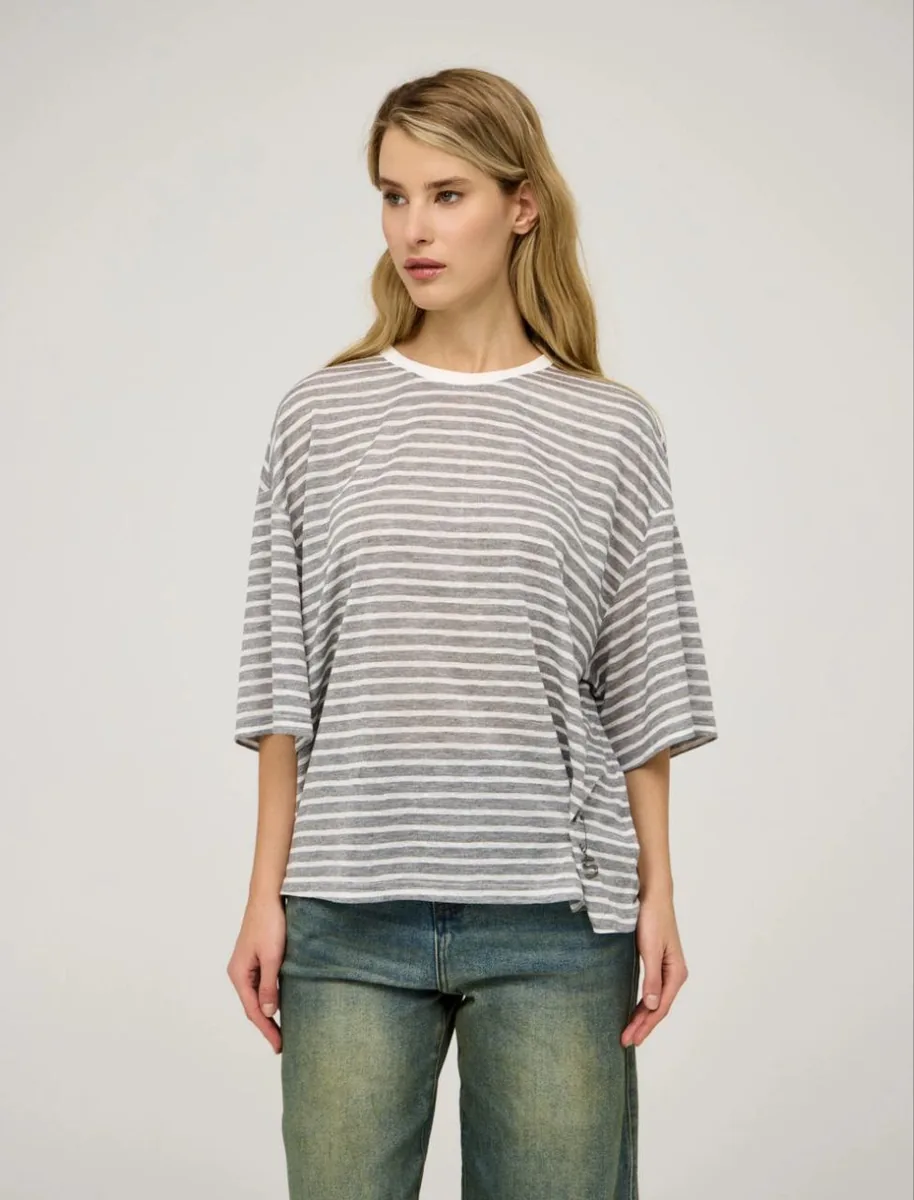 HASS FASHION Футболка оверсайз в полоску - фото 3