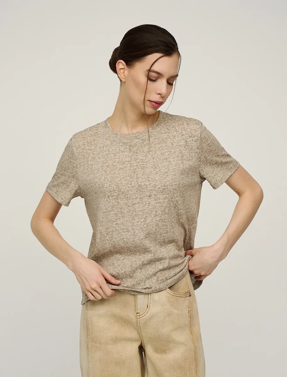 HASS FASHION — Футболка базовая меланж, овсяный беж - фото 8