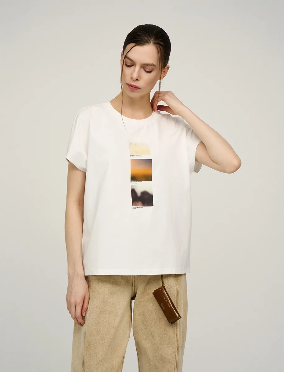 HASS FASHION — Футболка с фотопринтом «три кадра», белая - фото 3