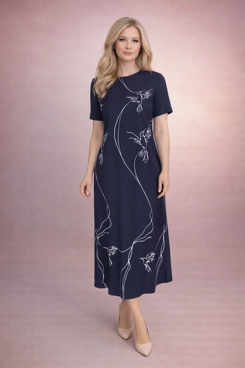 Платье миди с принтом «Колибри» - фото 1