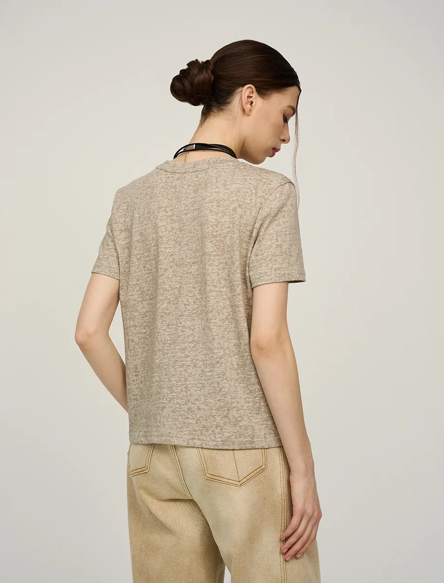 HASS FASHION — Футболка базовая меланж, овсяный беж - фото 4