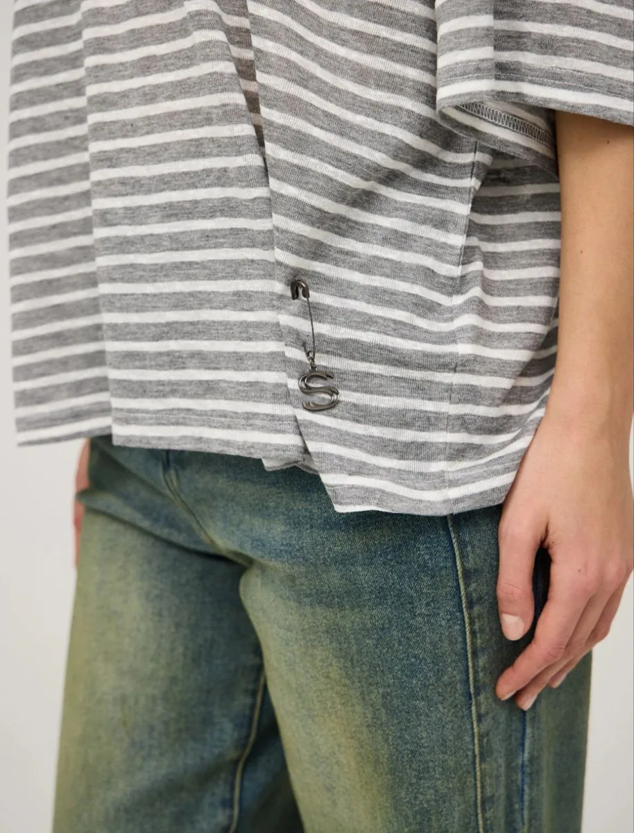 HASS FASHION Футболка оверсайз в полоску - фото 5