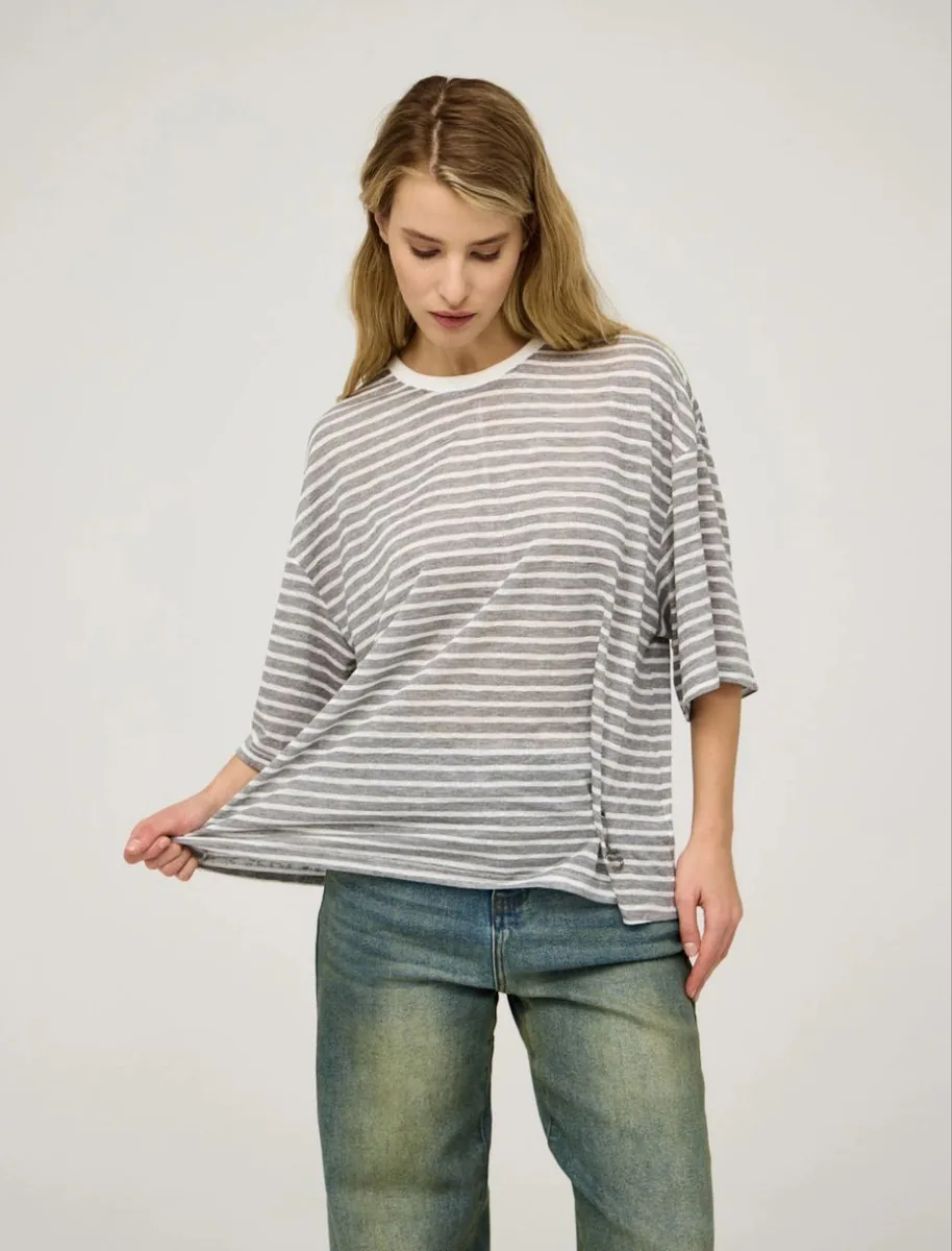 HASS FASHION Футболка оверсайз в полоску - фото 4
