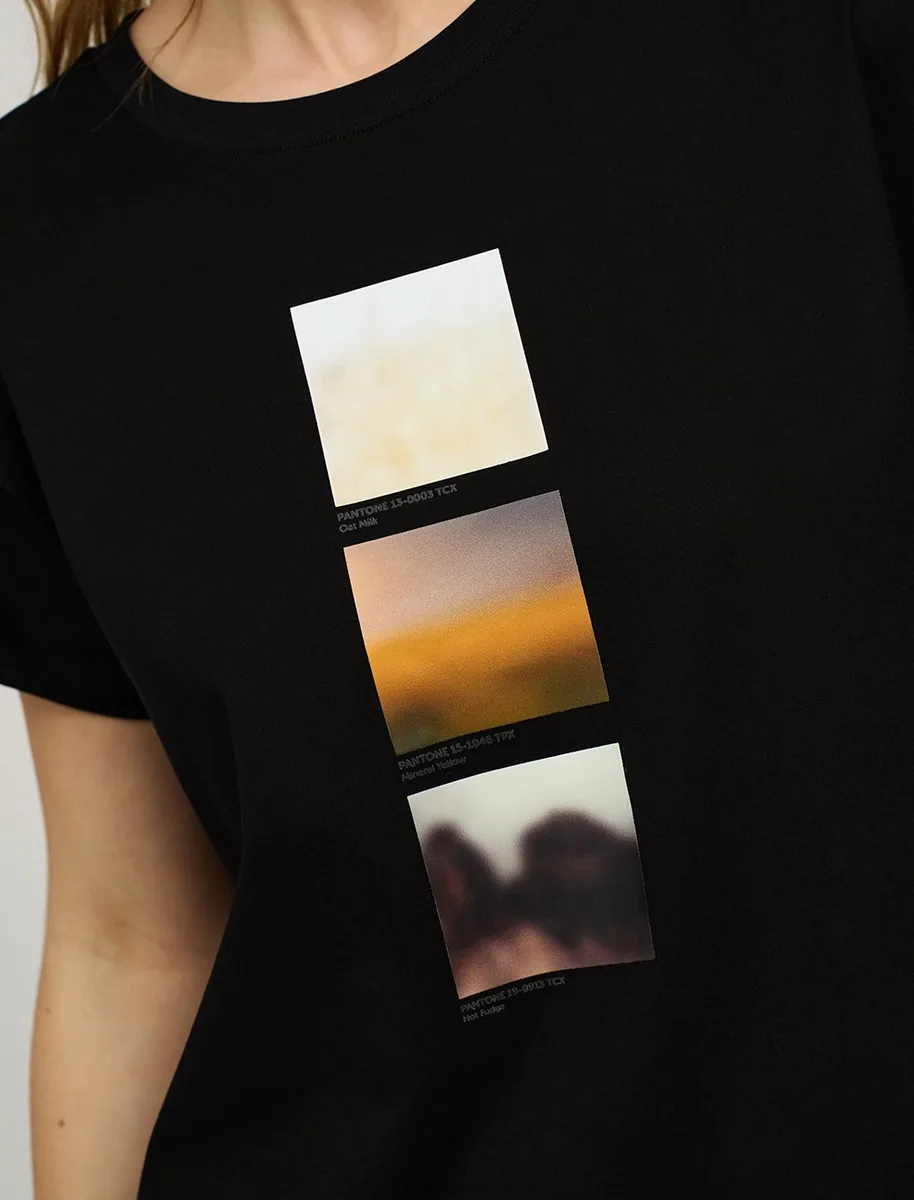 HASS FASHION — Футболка с фотопринтом «три кадра», чёрная - фото 5