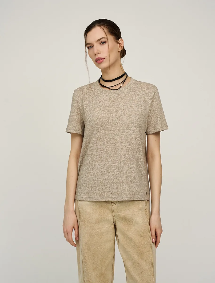 HASS FASHION — Футболка базовая меланж, овсяный беж - фото 3