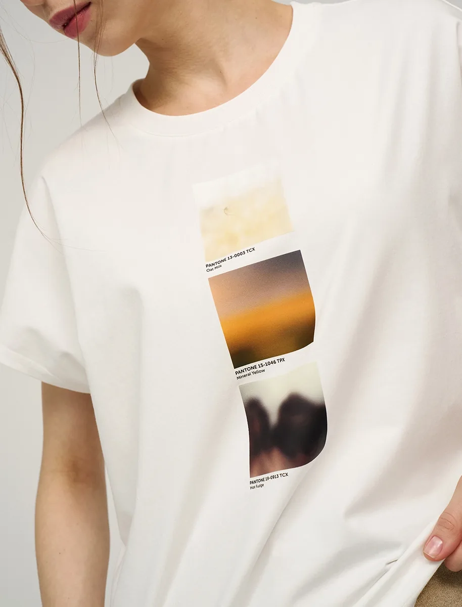 HASS FASHION — Футболка с фотопринтом «три кадра», белая - фото 4