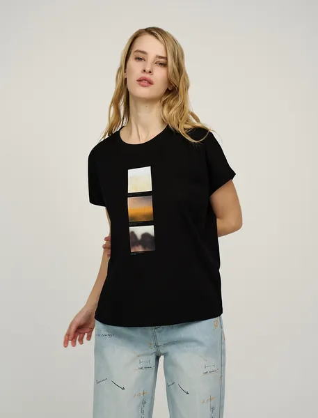 HASS FASHION — Футболка с фотопринтом «три кадра», чёрная