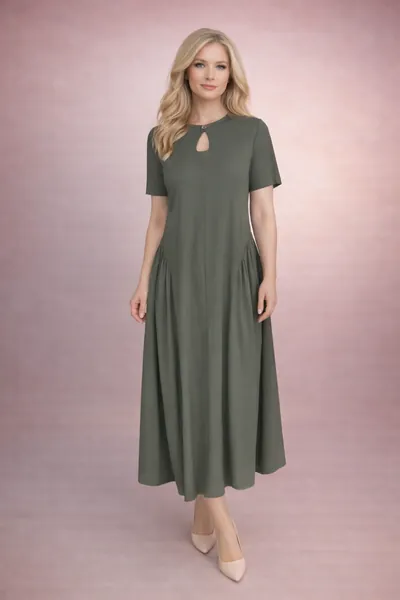 Платье миди с капелькой «Олива»