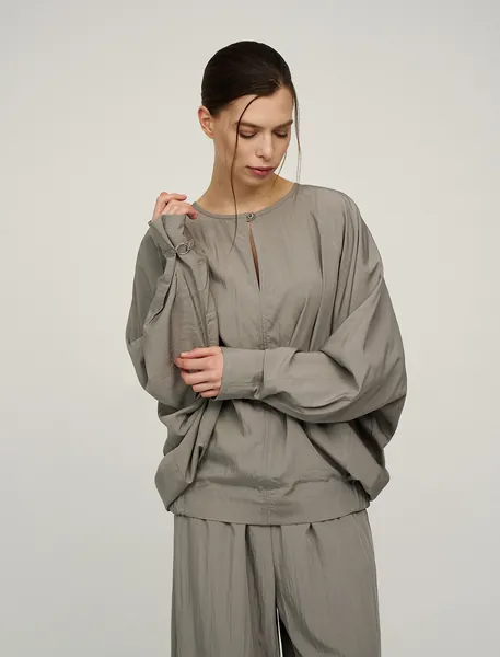 HASS FASHION — Блуза оверсайз с рукавом «летучая мышь», хаки