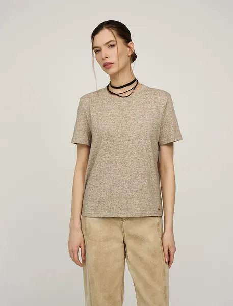 HASS FASHION — Футболка базовая меланж, овсяный беж