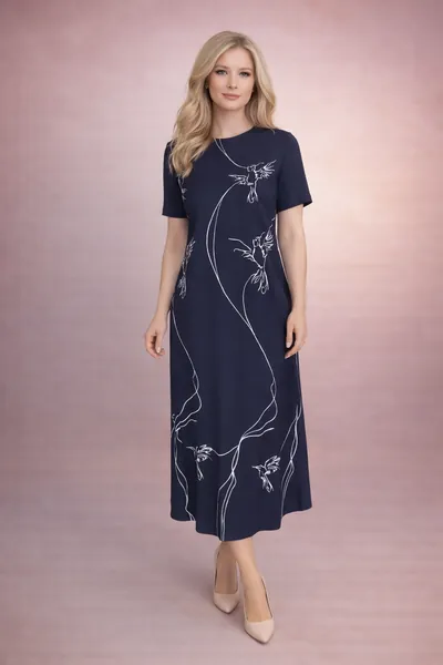 Платье миди с принтом «Колибри»